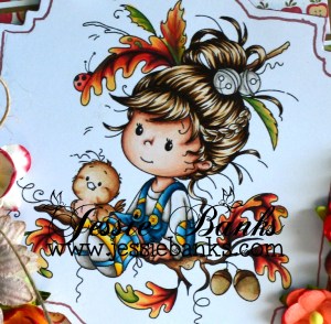 Wee Stamps Oak tree Girl close up