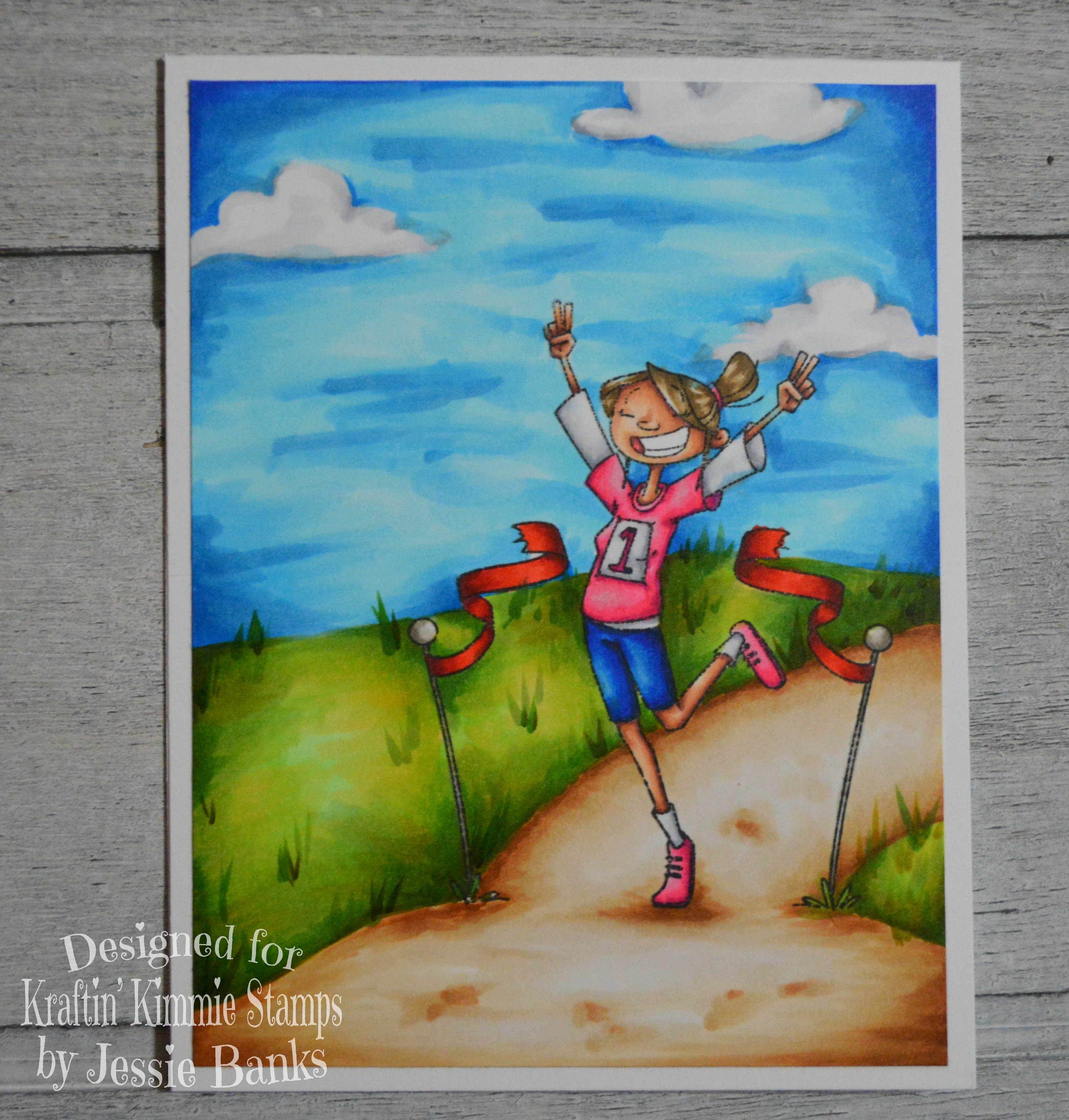 Kraftin Kimmie Stamps - Friends to the finish - Jessie Banks