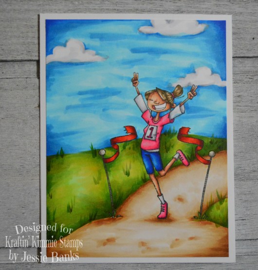 Kraftin Kimmie Stamps - Friends to the finish - Jessie Banks