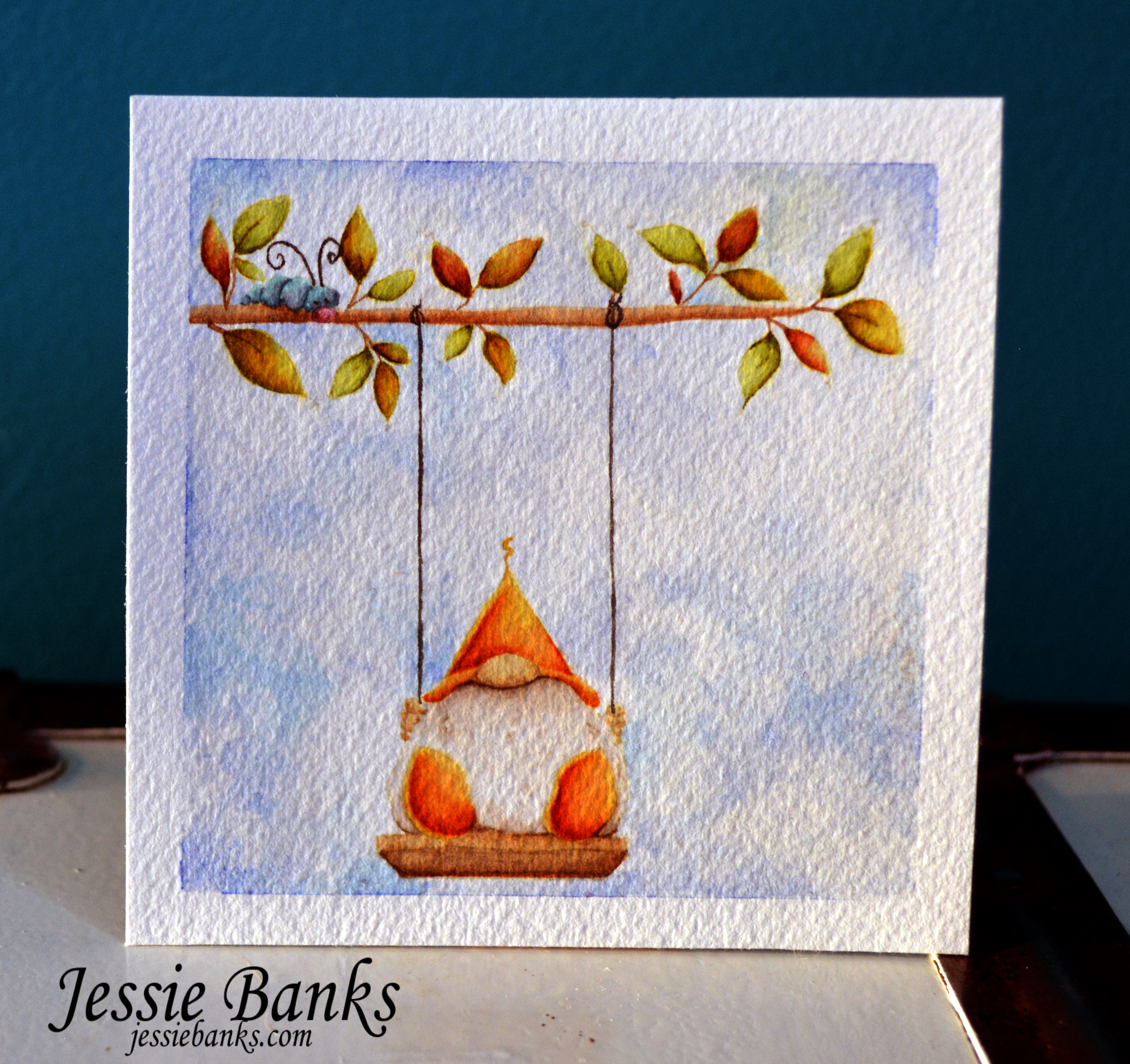 Stamping Bella - Gnome on a swing - Jessie Banks